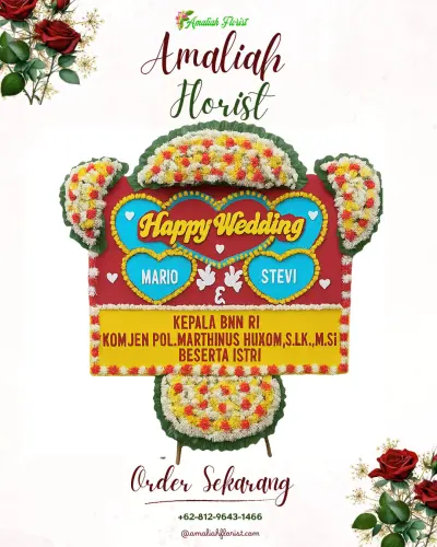 Karangan Papan Bunga Pernikahan araya
